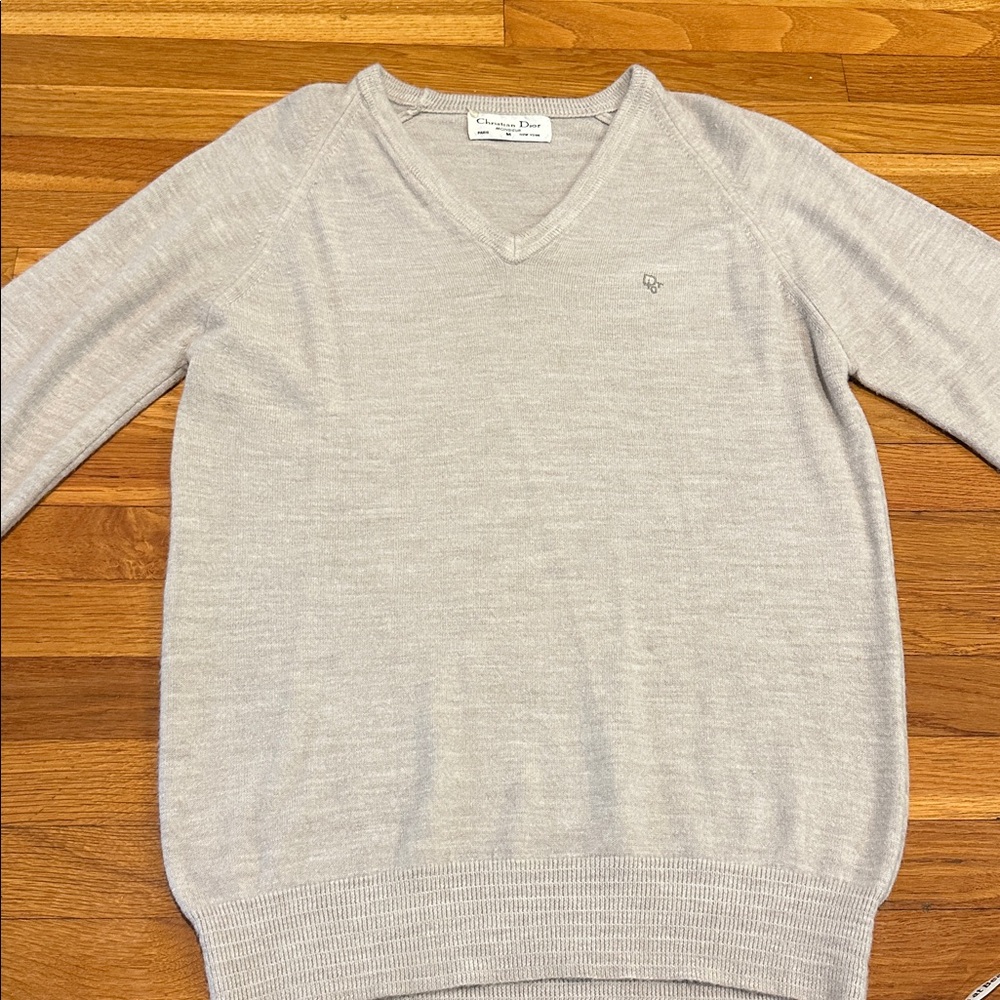 Dior V-Neck Sweater in Light Gray